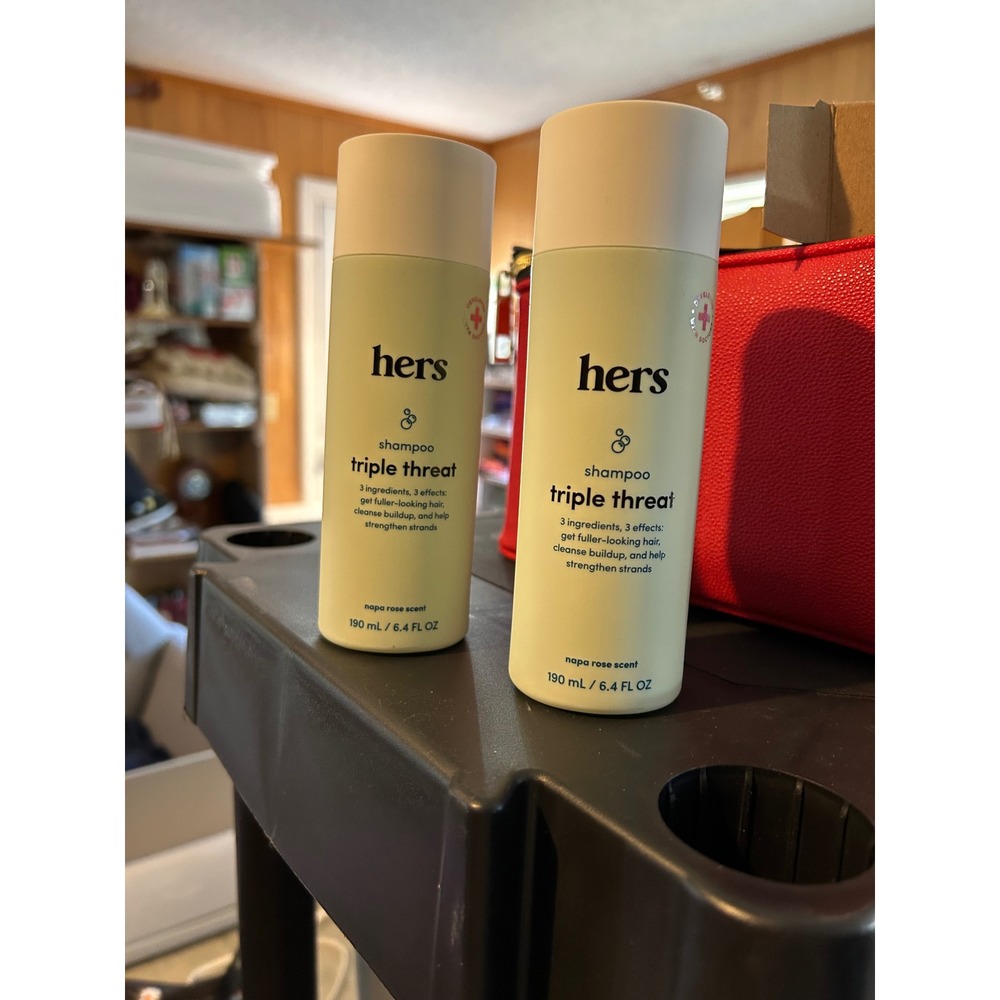 2 Bottles‎ of Hers Triple Threat Shampoo 6.4 FL OZ Sulfate Free Vegan. NEW
